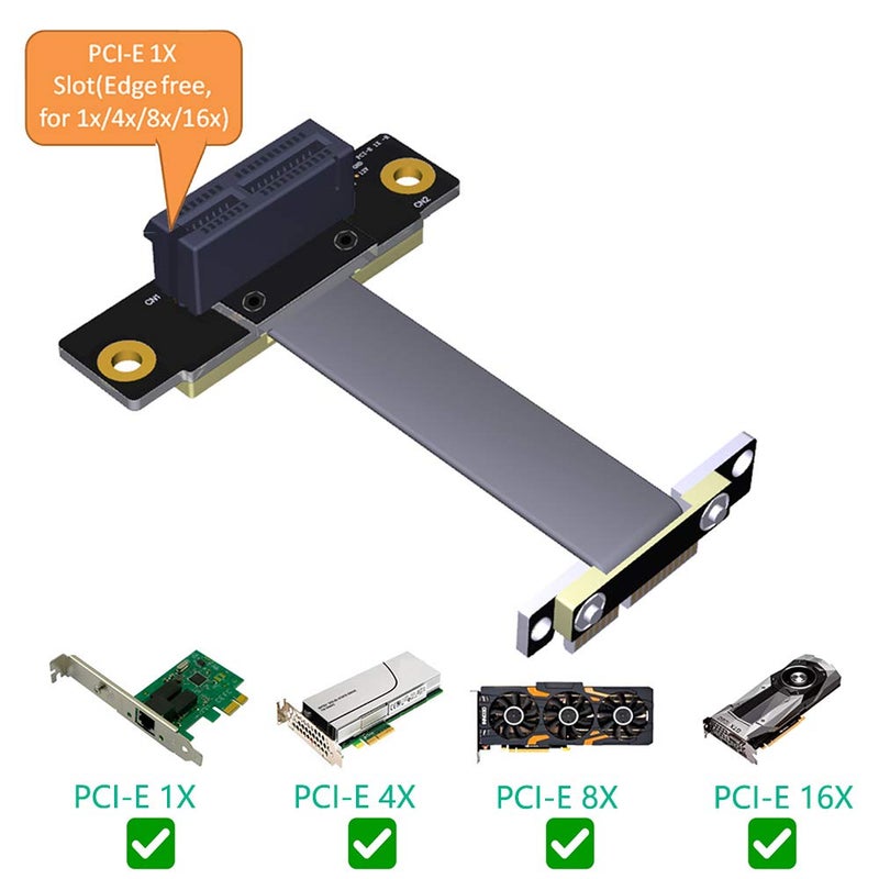 Mustpoint High Quality PCI-e PCI Express 36Pin 1X Extension Cable (Dual Vertical 90 Degrees Direction) - Image 2